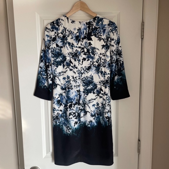 ERDEM Emma Blue & White Floral Silk Shift Dress Size 2 XS EUC - Picture 2 of 6